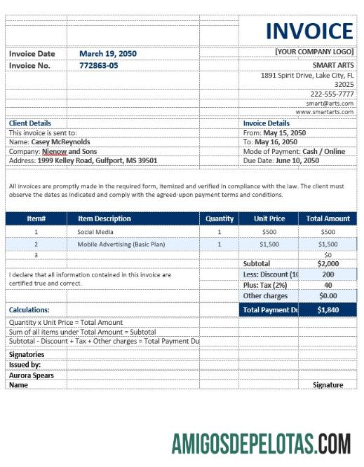 realista Modelo de fatura de agência em branco